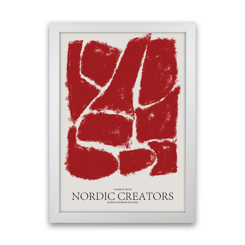 Things Fall Apart - Red Abstract Art Print by Nordic Creators White Grain