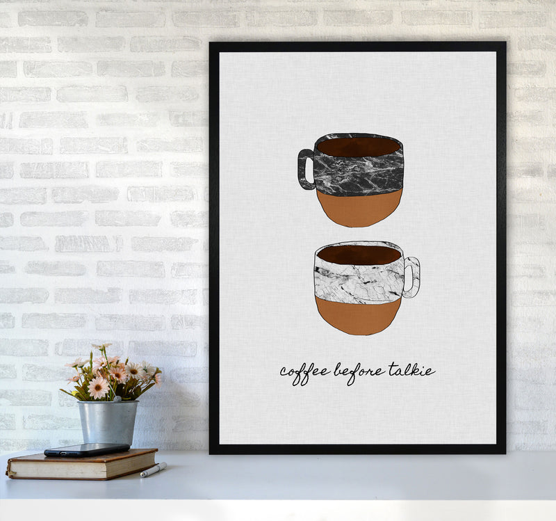 Coffee Before Talkie Print By Orara Studio, Framed Kitchen Wall Art A1 White Frame