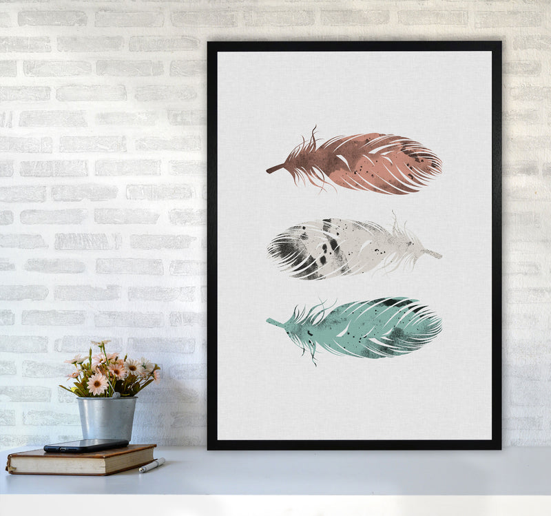 Pastel Feathers Print By Orara Studio, Framed Botanical & Nature Art Print A1 White Frame