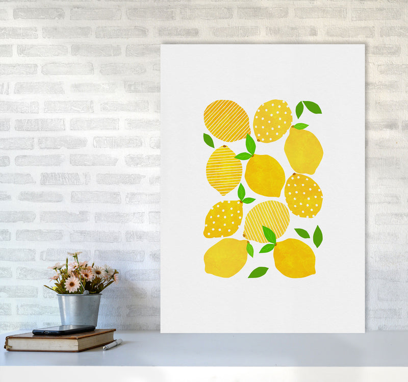 Lemon Crowd Print By Orara Studio, Framed Kitchen Wall Art A1 Black Frame