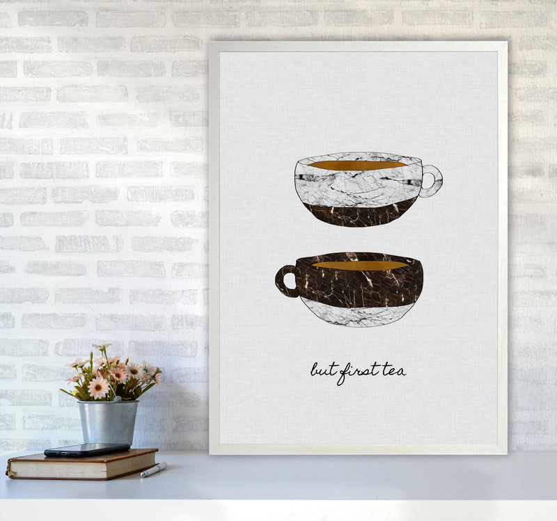 But First Tea Print By Orara Studio, Framed Kitchen Wall Art A1 Oak Frame