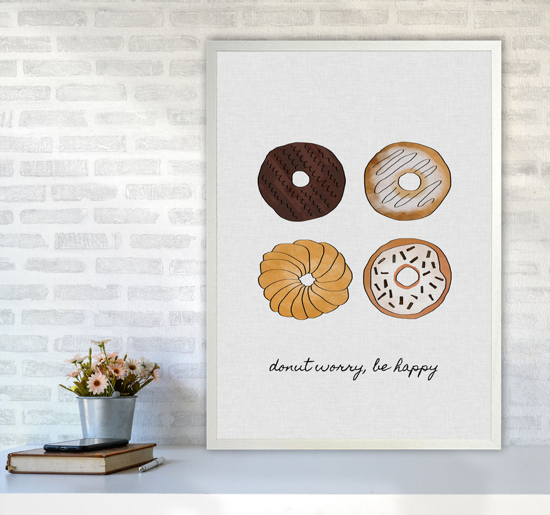 Donut Worry Print By Orara Studio, Framed Kitchen Wall Art A1 Oak Frame