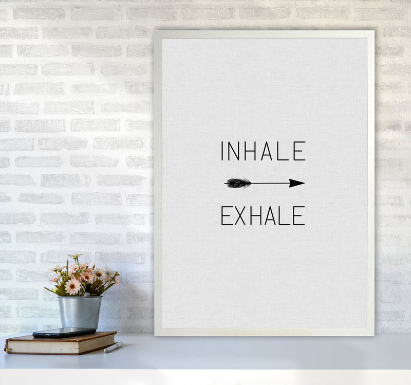 Inhale Exhale Arrow Quote Print By Orara Studio A1 Oak Frame
