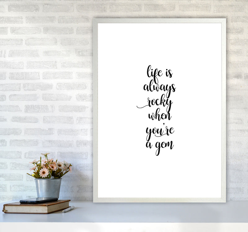 Life Is Always Rocky Inspirational Quote Print By Orara Studio A1 Oak Frame