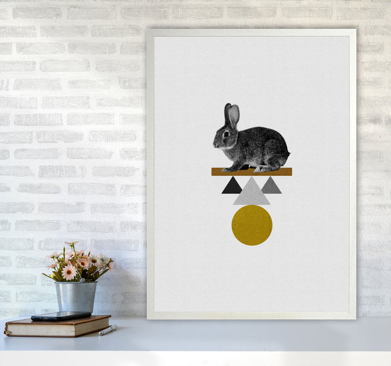 Tribal Rabbit Print By Orara Studio Animal Art Print A1 Oak Frame