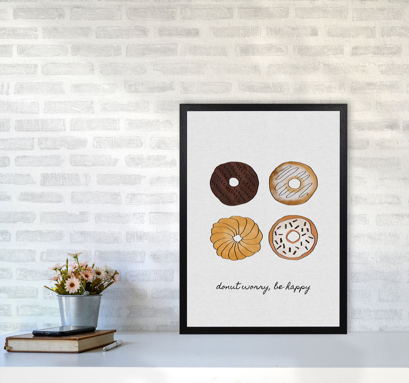 Donut Worry Print By Orara Studio, Framed Kitchen Wall Art A2 White Frame