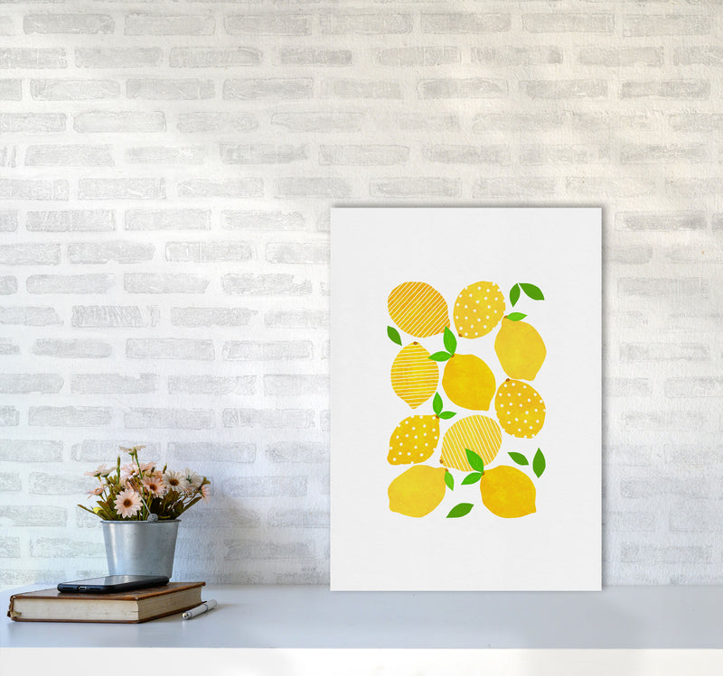 Lemon Crowd Print By Orara Studio, Framed Kitchen Wall Art A2 Black Frame