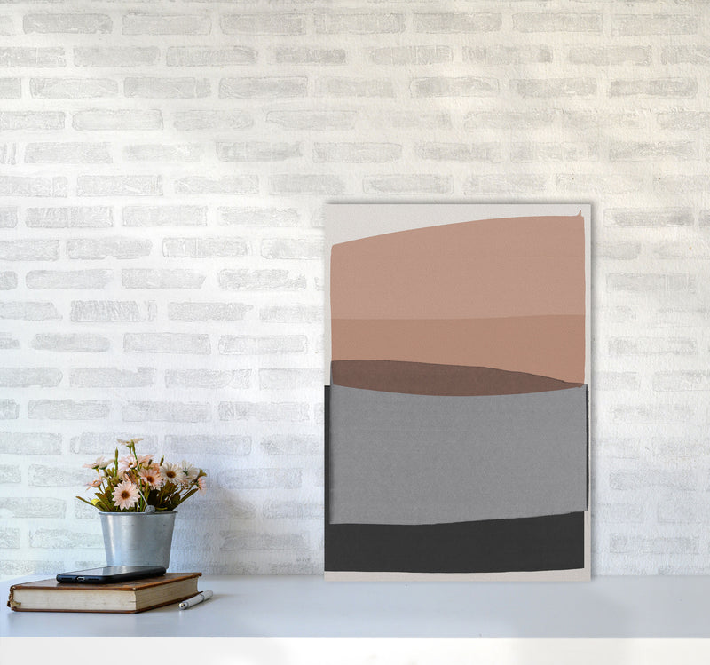 Modern Pink and Grey Abstract Art Print by Orara Studio A2 Black Frame