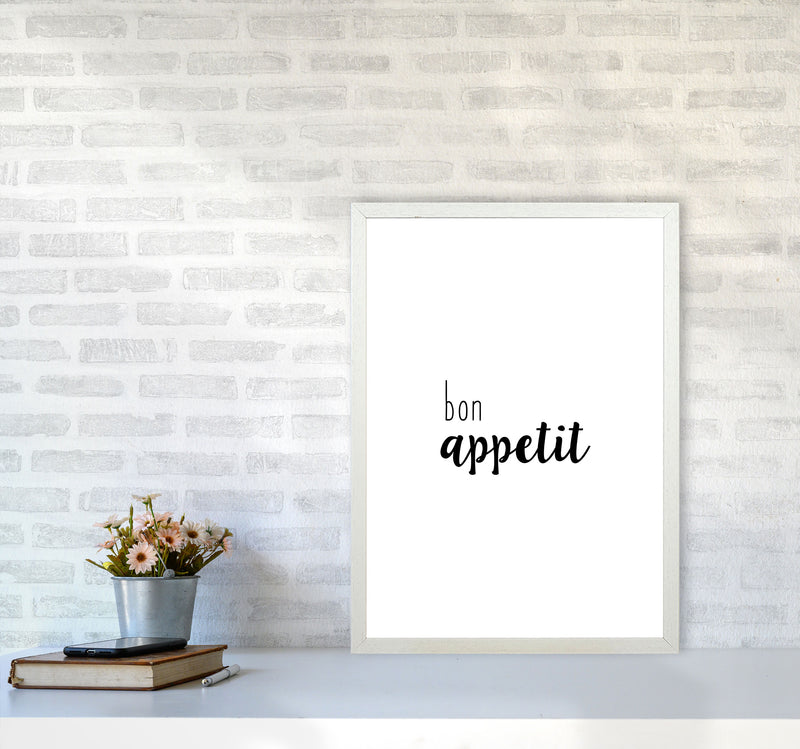 Bon Appetit Food Quote Print By Orara Studio, Framed Kitchen Wall Art A2 Oak Frame