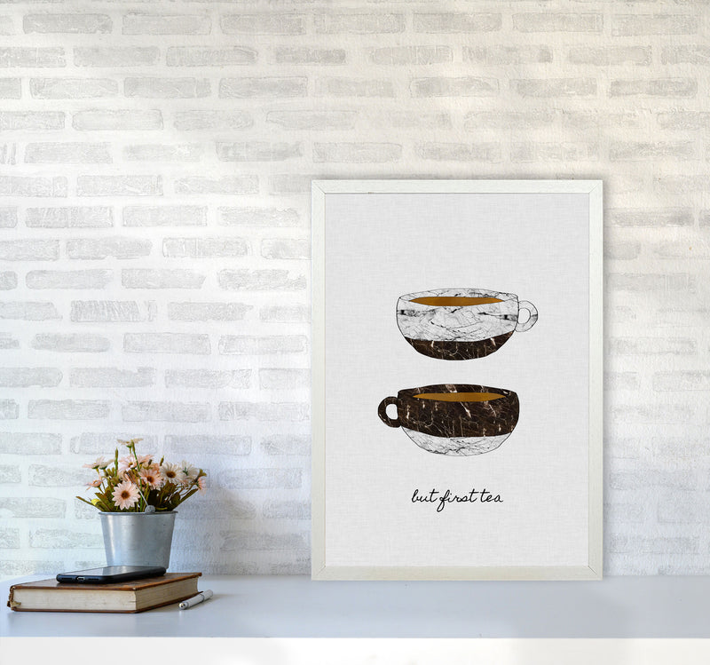But First Tea Print By Orara Studio, Framed Kitchen Wall Art A2 Oak Frame