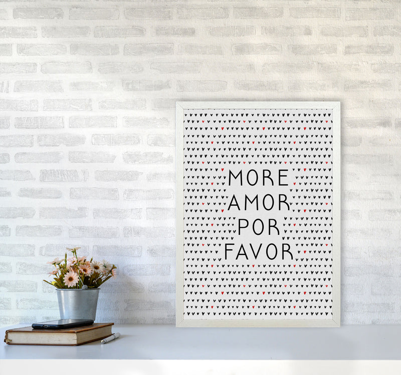 More Amor Black & White Love Quote Print By Orara Studio A2 Oak Frame