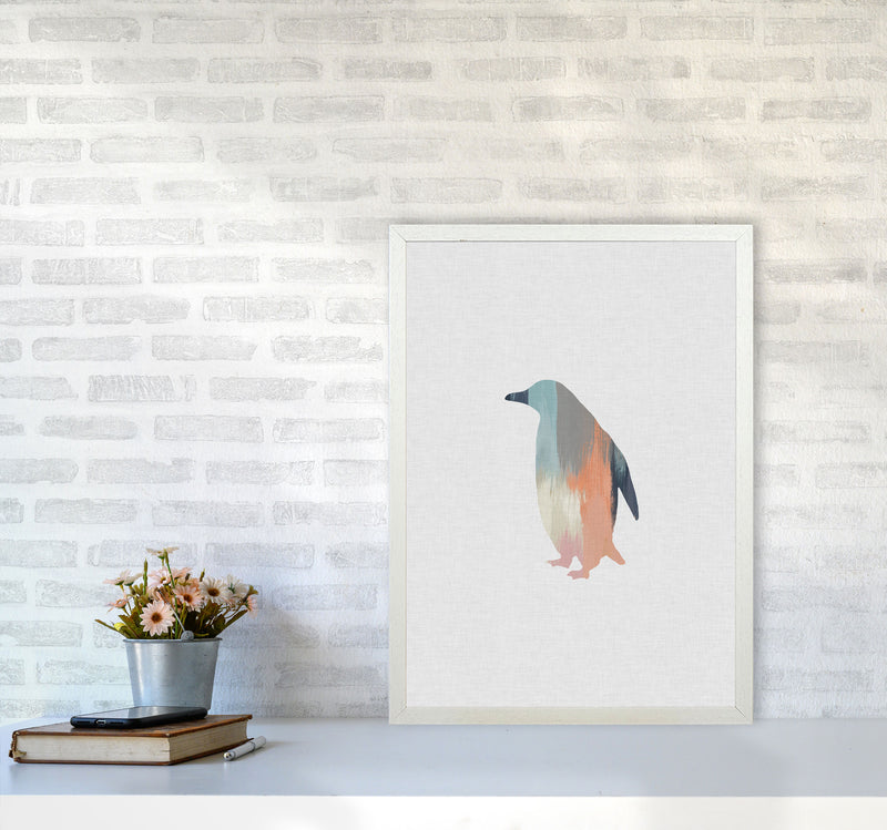 Pastel Penguin Print By Orara Studio Animal Art Print A2 Oak Frame