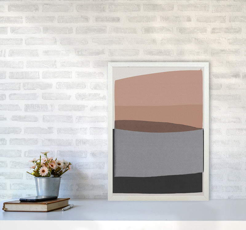 Modern Pink and Grey Abstract Art Print by Orara Studio A2 Oak Frame