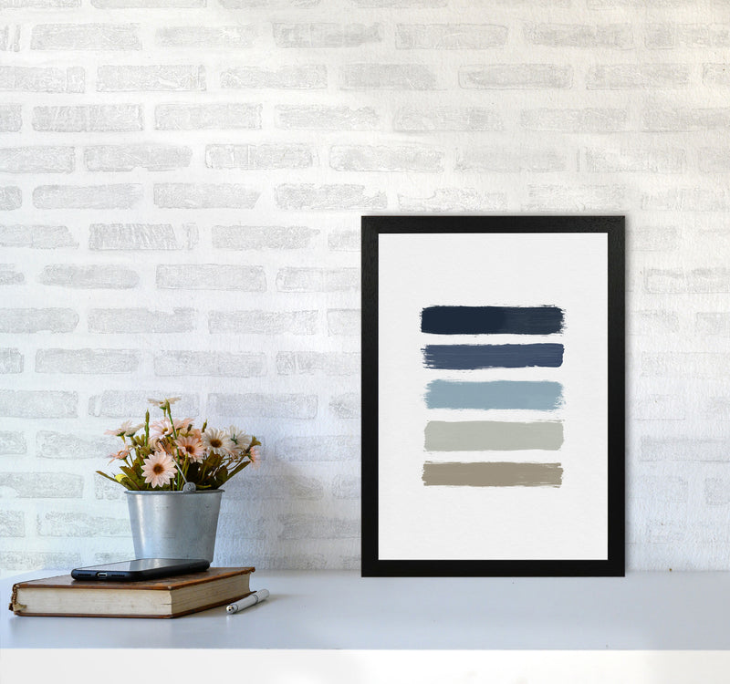 Blue & Taupe Stripes Print By Orara Studio A3 White Frame