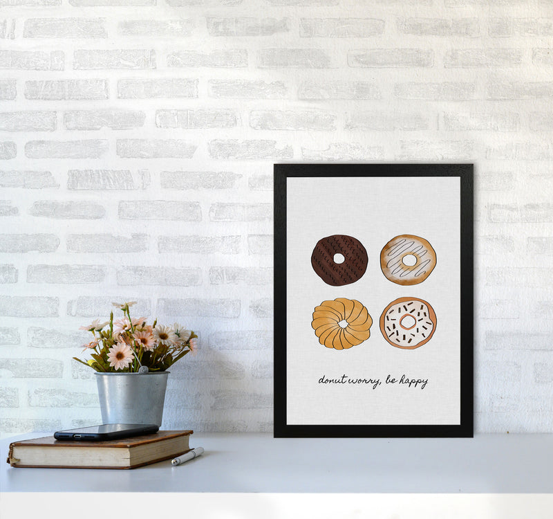 Donut Worry Print By Orara Studio, Framed Kitchen Wall Art A3 White Frame