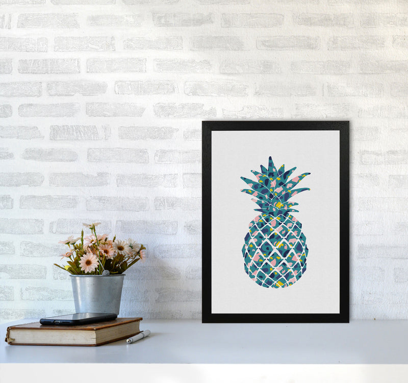 Teal Pineapple Print By Orara Studio, Framed Kitchen Wall Art A3 White Frame
