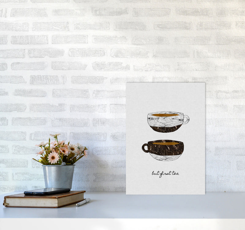 But First Tea Print By Orara Studio, Framed Kitchen Wall Art A3 Black Frame