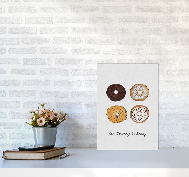 Donut Worry Print By Orara Studio, Framed Kitchen Wall Art A3 Black Frame