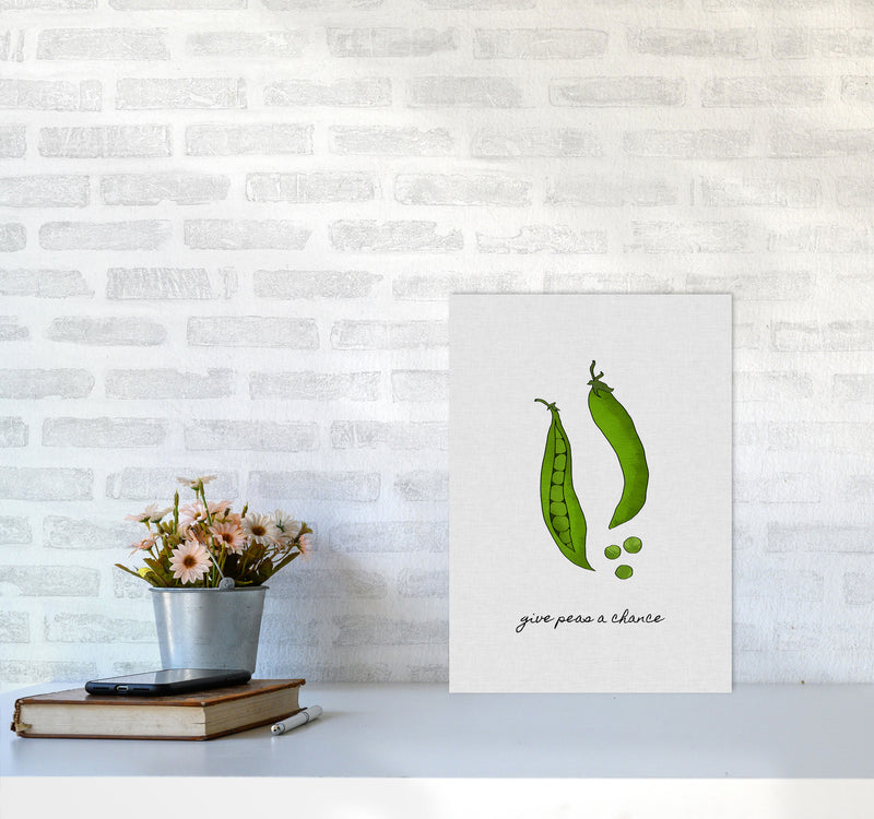 Give Peas A Chance Print By Orara Studio, Framed Kitchen Wall Art A3 Black Frame