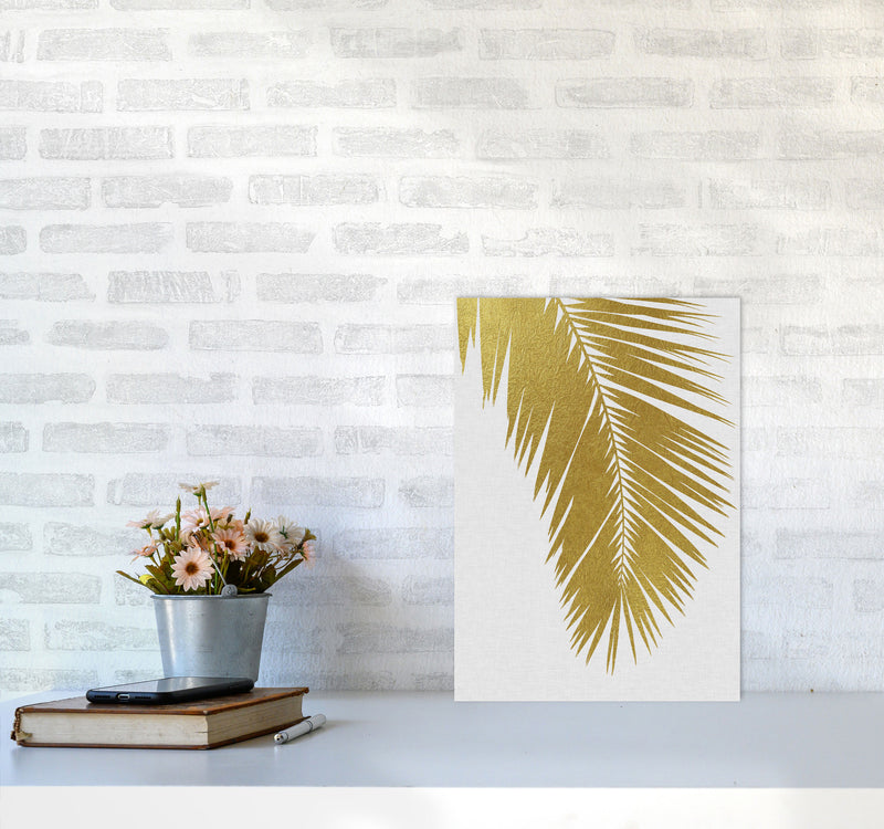 Palm Leaf Gold I Print By Orara Studio, Framed Botanical & Nature Art Print A3 Black Frame