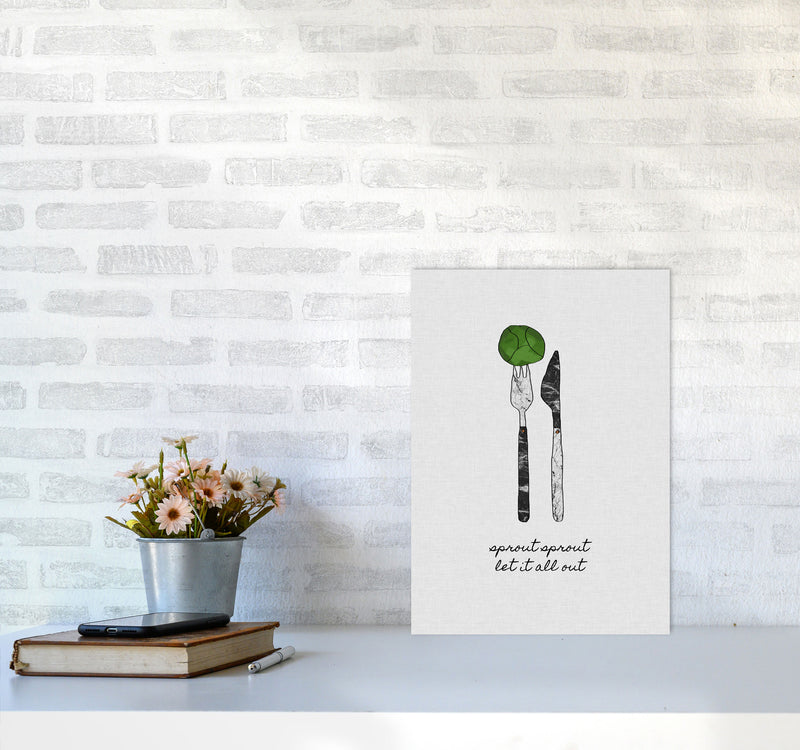 Sprout Sprout Print By Orara Studio, Framed Kitchen Wall Art A3 Black Frame