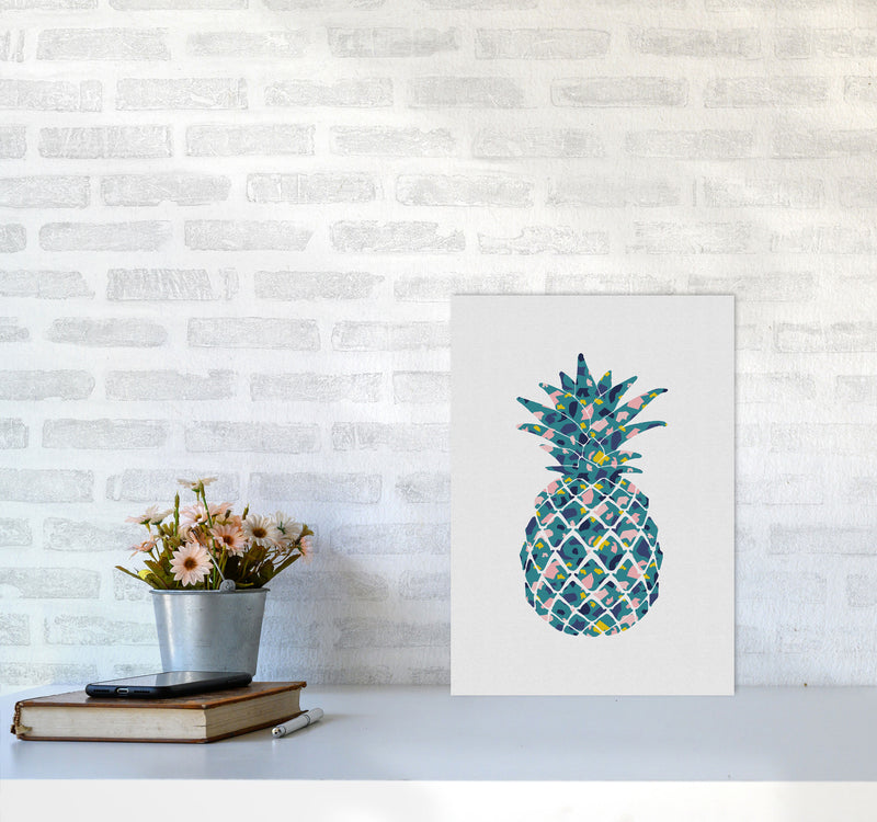 Teal Pineapple Print By Orara Studio, Framed Kitchen Wall Art A3 Black Frame