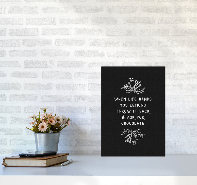 When Life Hands You Lemons Funny Quote Print By Orara Studio, Kitchen Wall Art A3 Black Frame