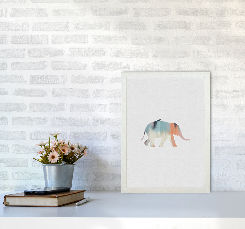 Pastel Elephant Print By Orara Studio Animal Art Print A3 Oak Frame
