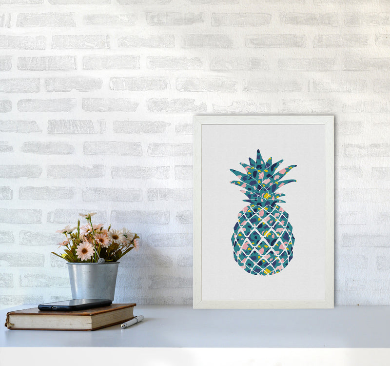 Teal Pineapple Print By Orara Studio, Framed Kitchen Wall Art A3 Oak Frame