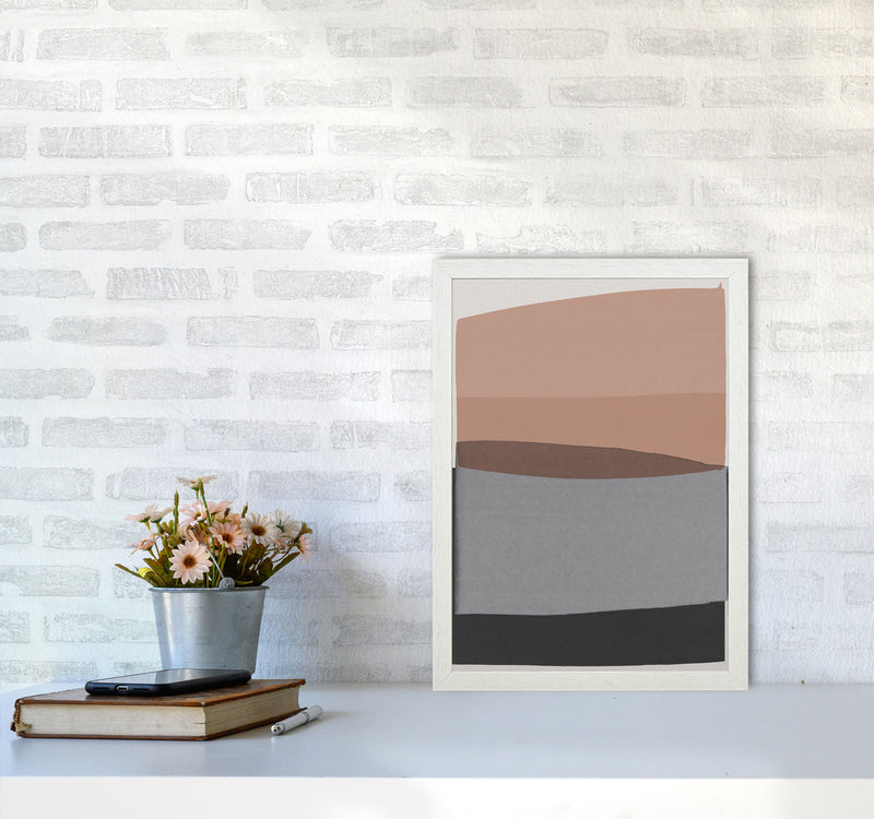Modern Pink and Grey Abstract Art Print by Orara Studio A3 Oak Frame