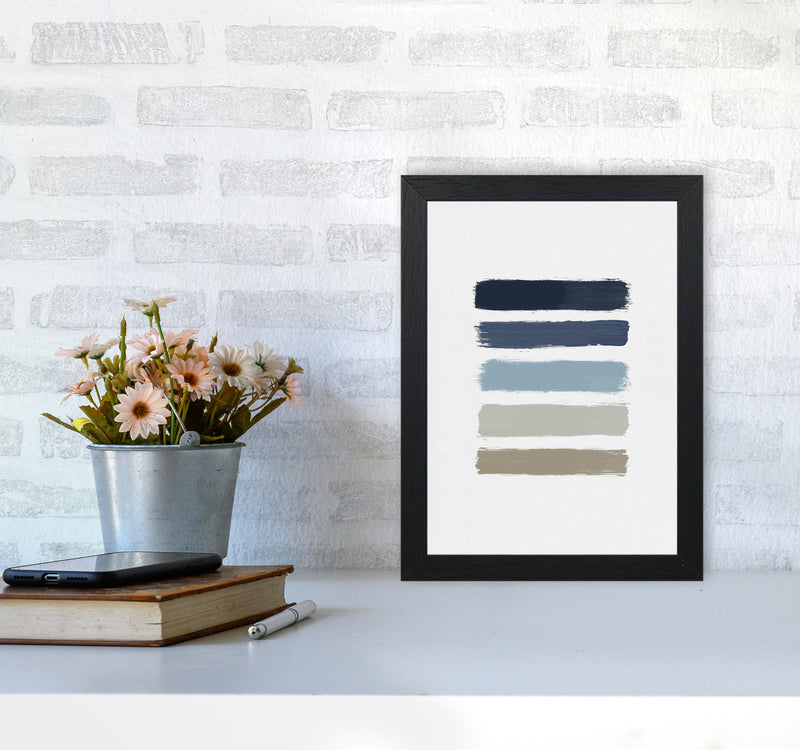 Blue & Taupe Stripes Print By Orara Studio A4 White Frame