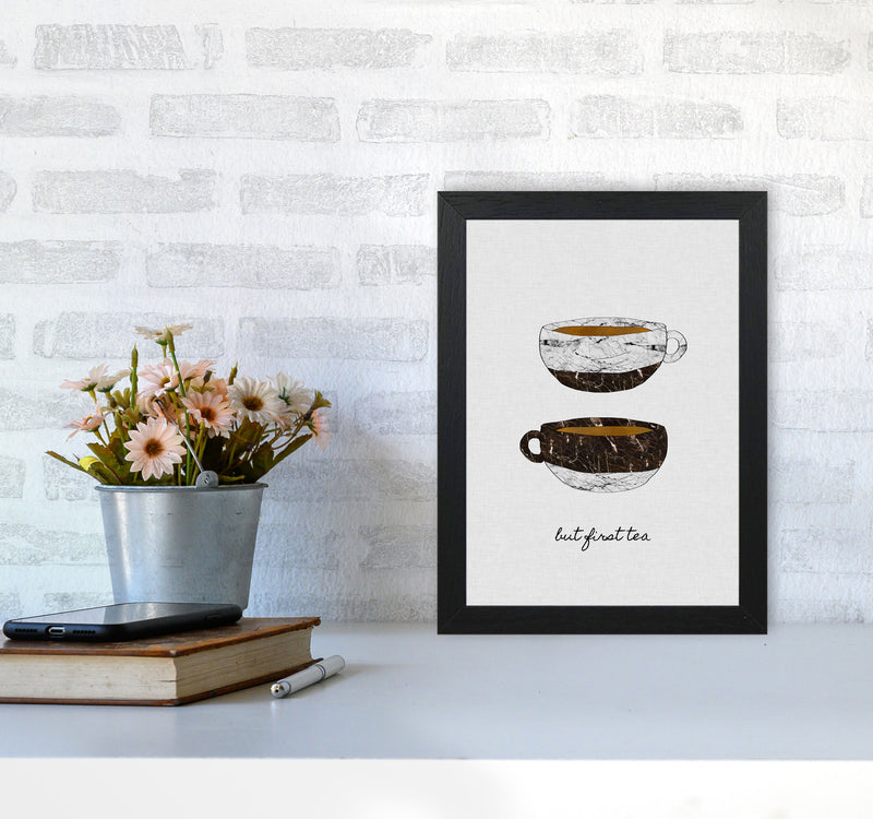 But First Tea Print By Orara Studio, Framed Kitchen Wall Art A4 White Frame