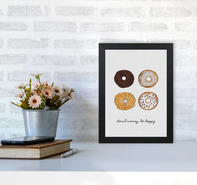 Donut Worry Print By Orara Studio, Framed Kitchen Wall Art A4 White Frame