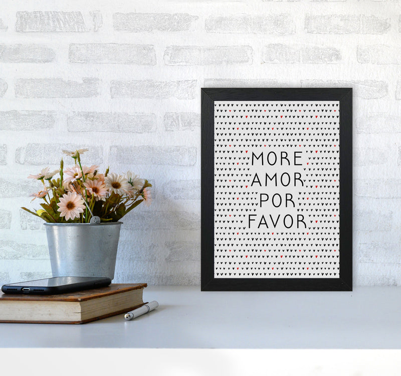 More Amor Black & White Love Quote Print By Orara Studio A4 White Frame