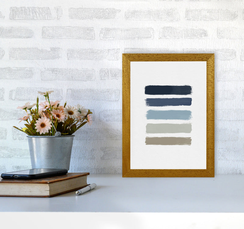 Blue & Taupe Stripes Print By Orara Studio A4 Print Only