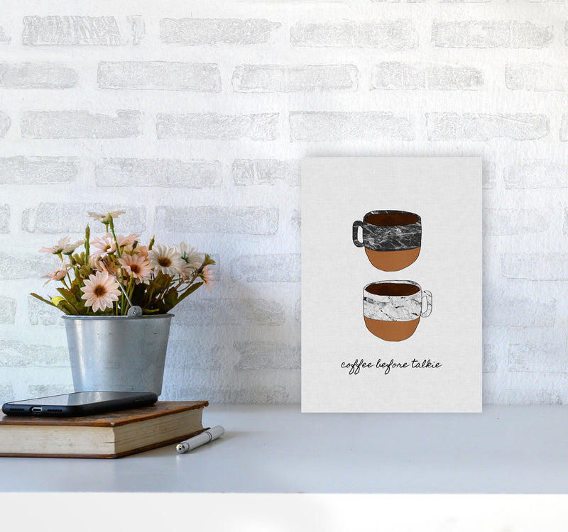 Coffee Before Talkie Print By Orara Studio, Framed Kitchen Wall Art A4 Black Frame