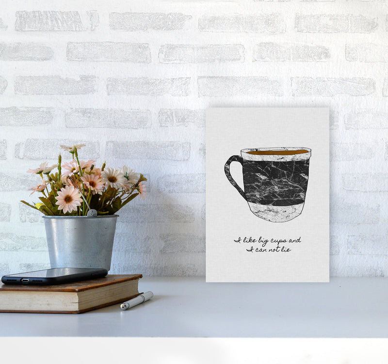 I Like Big Cups Print By Orara Studio, Framed Kitchen Wall Art A4 Black Frame