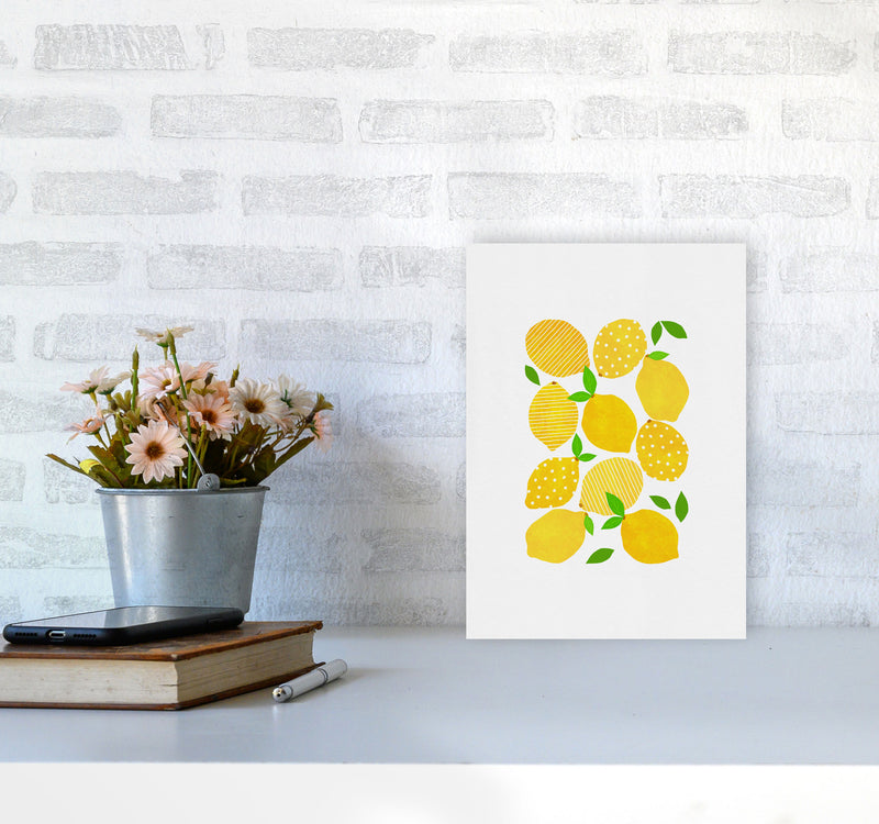 Lemon Crowd Print By Orara Studio, Framed Kitchen Wall Art A4 Black Frame