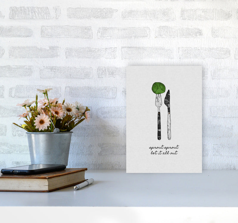Sprout Sprout Print By Orara Studio, Framed Kitchen Wall Art A4 Black Frame