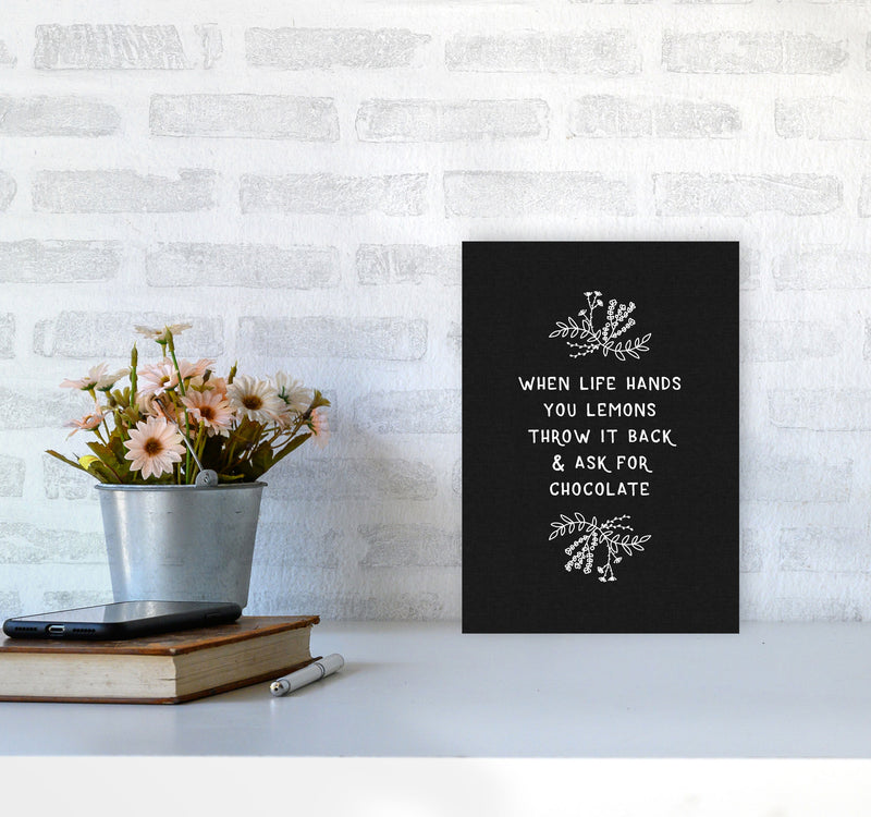 When Life Hands You Lemons Funny Quote Print By Orara Studio, Kitchen Wall Art A4 Black Frame