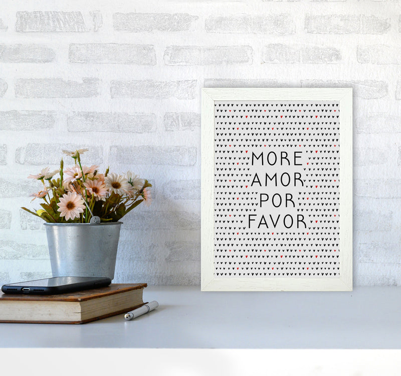 More Amor Black & White Love Quote Print By Orara Studio A4 Oak Frame