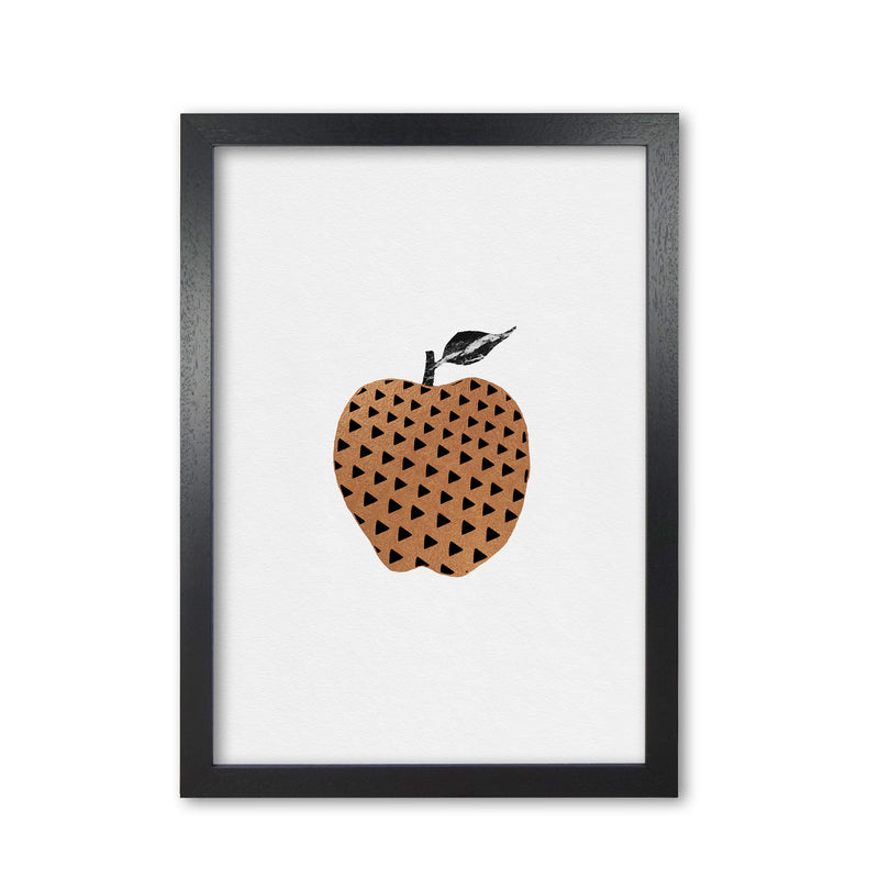 Apple Fruit Illustration Print By Orara Studio, Framed Kitchen Wall Art Black Grain