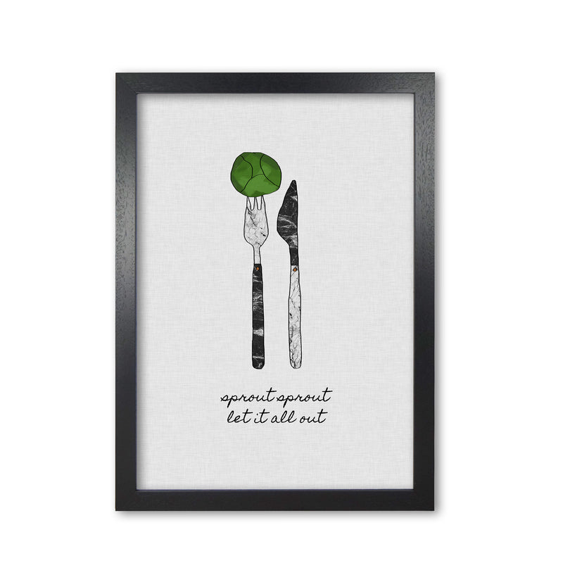 Sprout Sprout Print By Orara Studio, Framed Kitchen Wall Art Black Grain