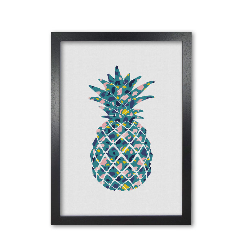 Teal Pineapple Print By Orara Studio, Framed Kitchen Wall Art Black Grain