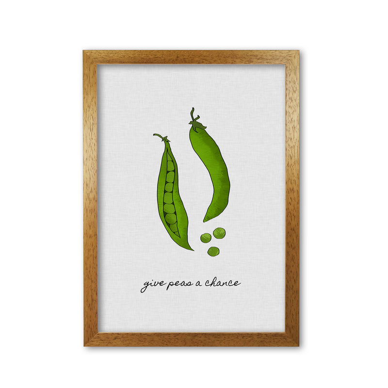 Give Peas A Chance Print By Orara Studio, Framed Kitchen Wall Art Oak Grain
