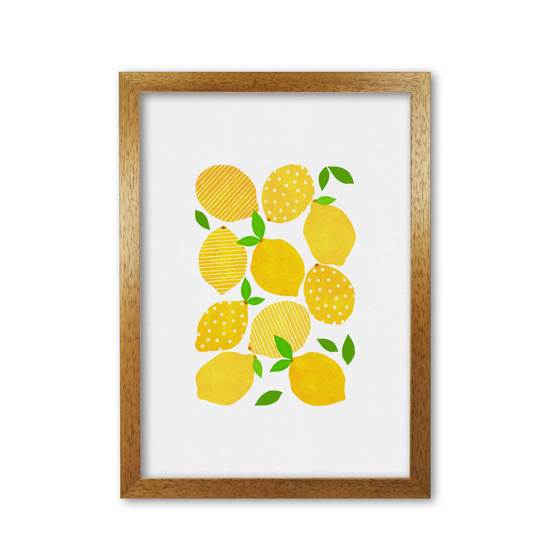 Lemon Crowd Print By Orara Studio, Framed Kitchen Wall Art Oak Grain