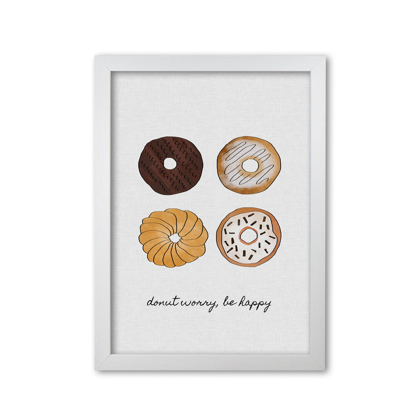 Donut Worry Print By Orara Studio, Framed Kitchen Wall Art White Grain
