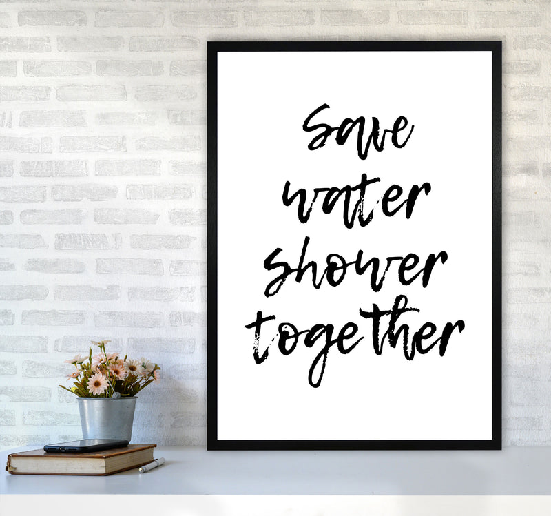 Shower Together, Bathroom Modern Print, Framed Bathroom Wall Art A1 White Frame