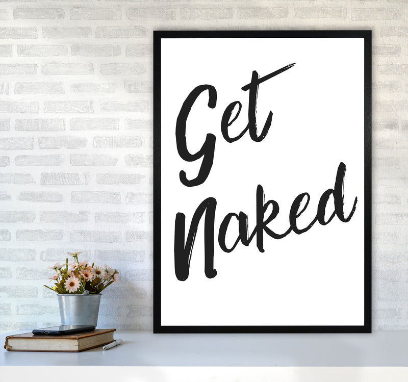 Get Naked 2, Bathroom Modern Print, Framed Bathroom Wall Art A1 White Frame