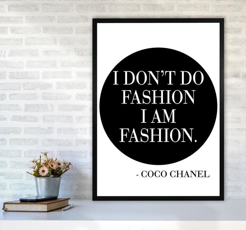 Coco Chanel I Am Fashion Framed Typography Wall Art Print A1 White Frame
